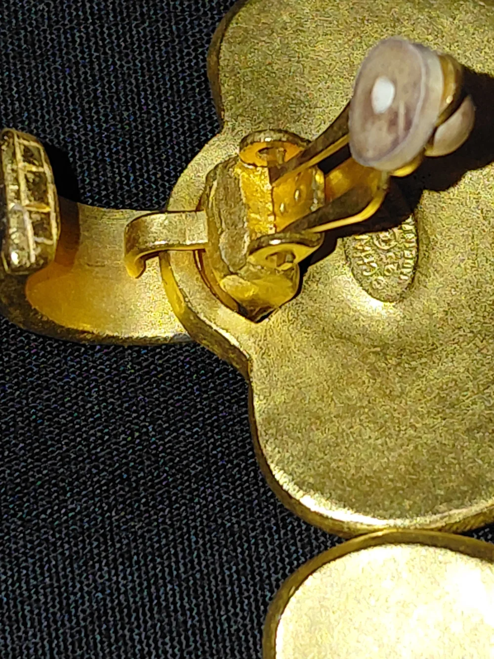 VTG Chanel Brushed Gold Heart CC Logo Clip On Drop Dangle Earrings. VGVC!